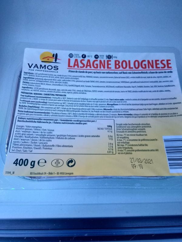 Lasagne alla bolognese da microonde, Lussemburgo