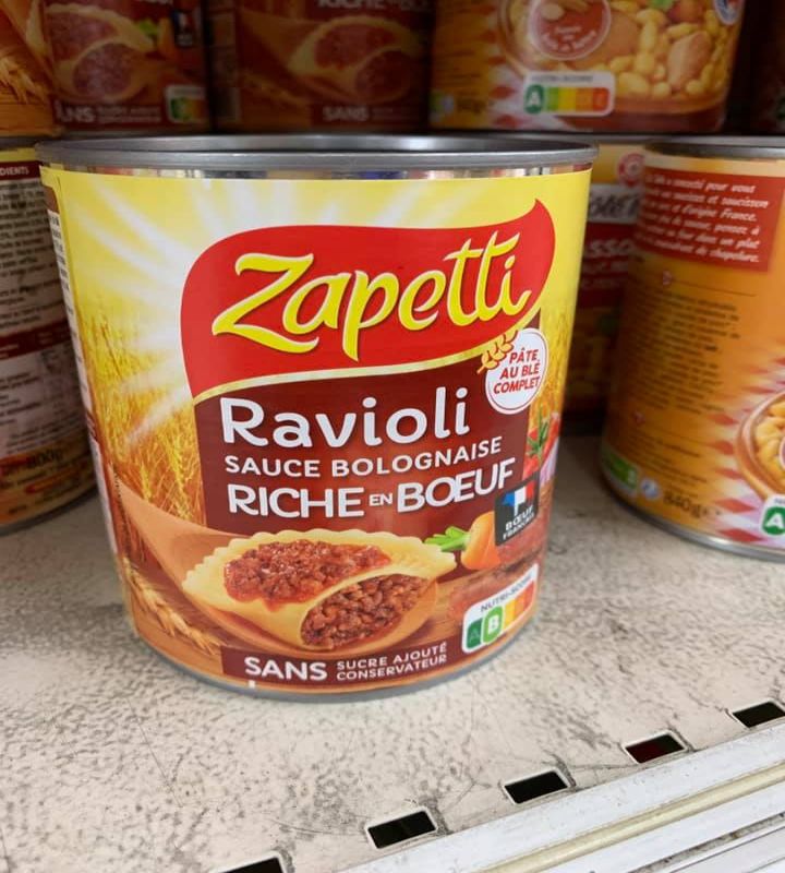 Ravioli alla bolognese in lattina, Francia
