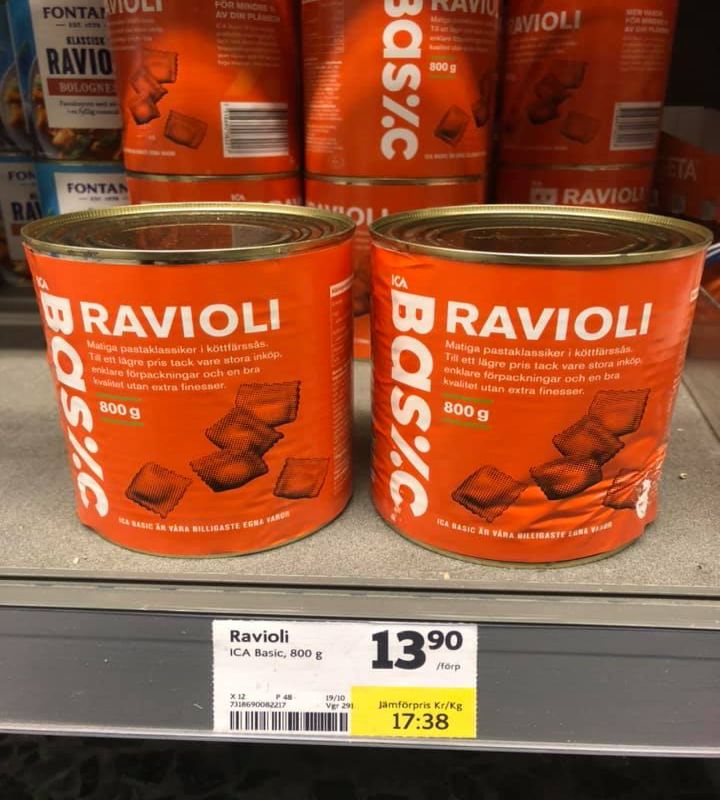 Ravioli in lattina, Svezia