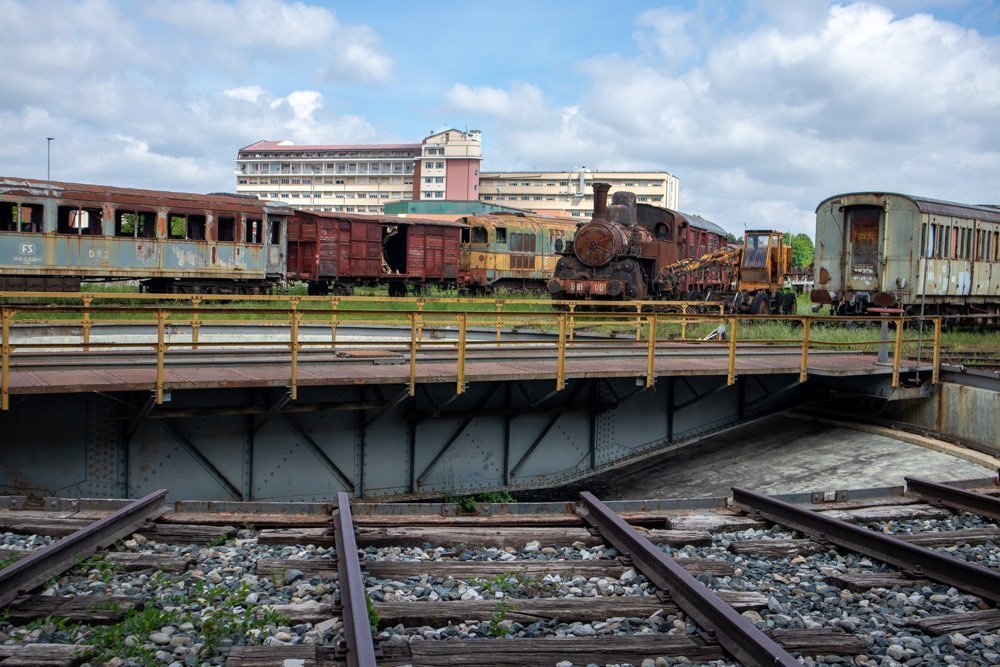 La piattaforma girevole del Museo Ferroviario Piemontese di Savigliano