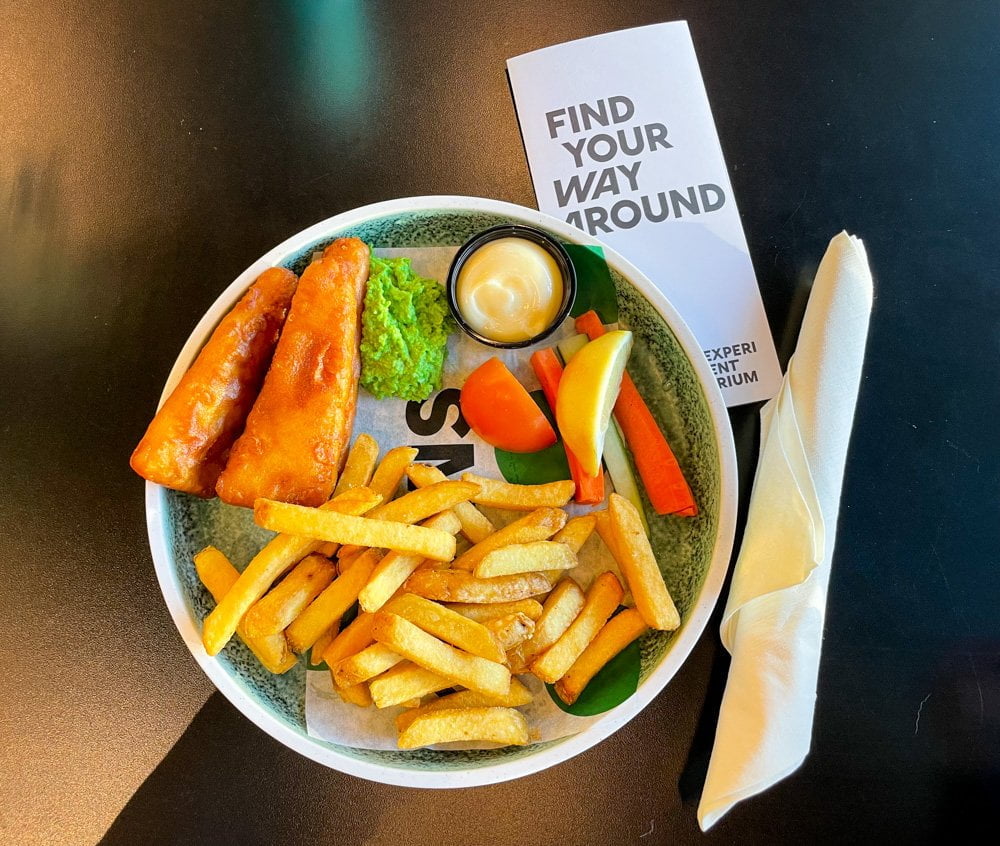 Fish & chips al ristorante di Experimentarium, il museo scientifico di Copenaghen