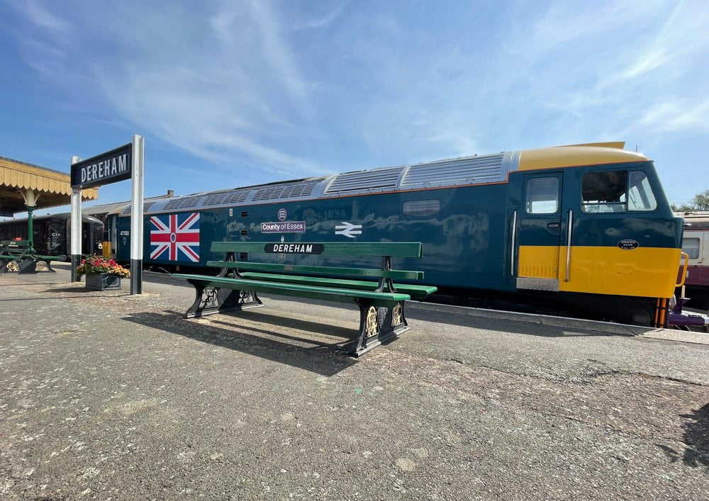 Motrice diesel Class 47 580 in servizio sulla Mid-Norfolk Railway, ferrovia storica in Inghilterra