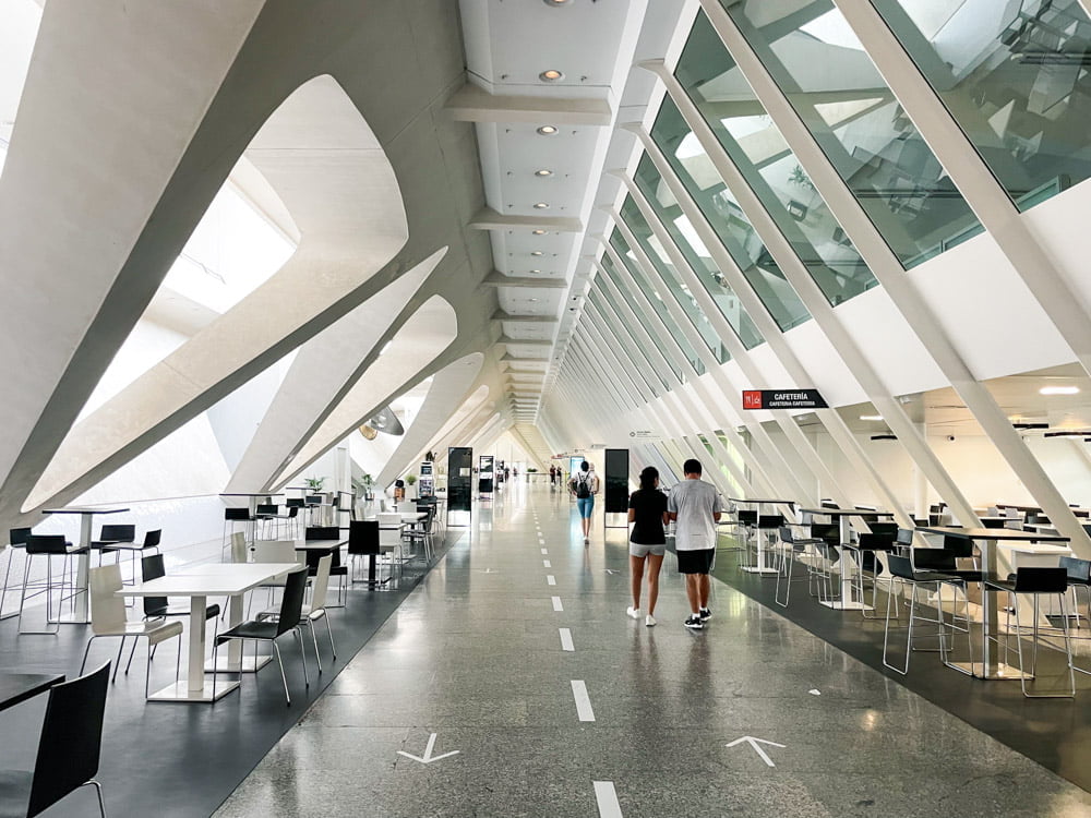 L'area della caffetteria al piano terra del Museo delle Scienze di Valencia