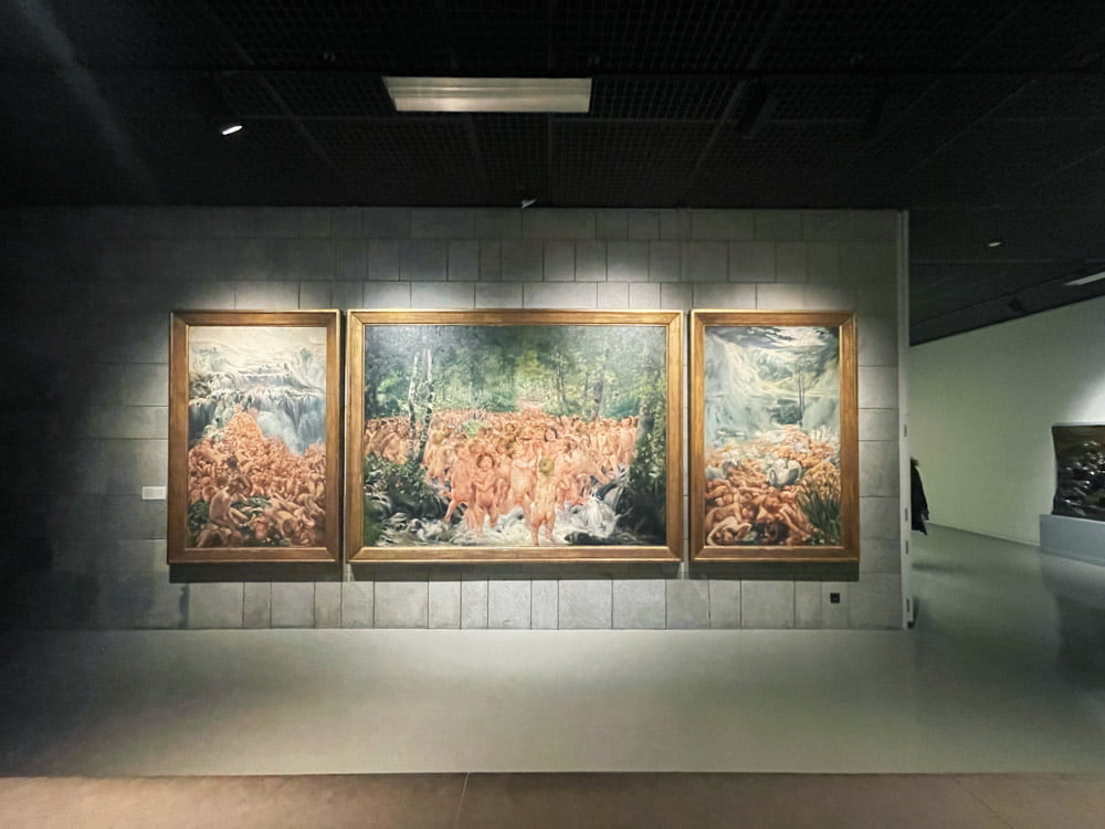 Trittico Le Ruisseau (il ruscello) di Léon Frédéric esposto al Museo Fin de Siecle di Bruxelles