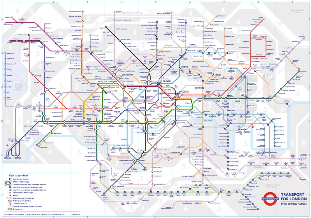 Mappa del trasporto pubblico di Londra