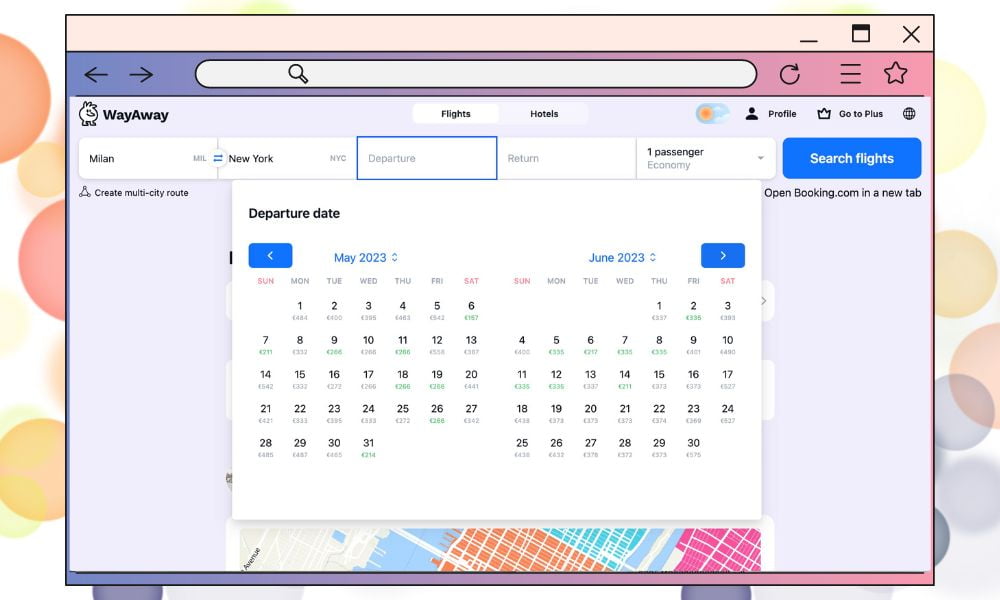 WayAway: ricerca voli Milano New York