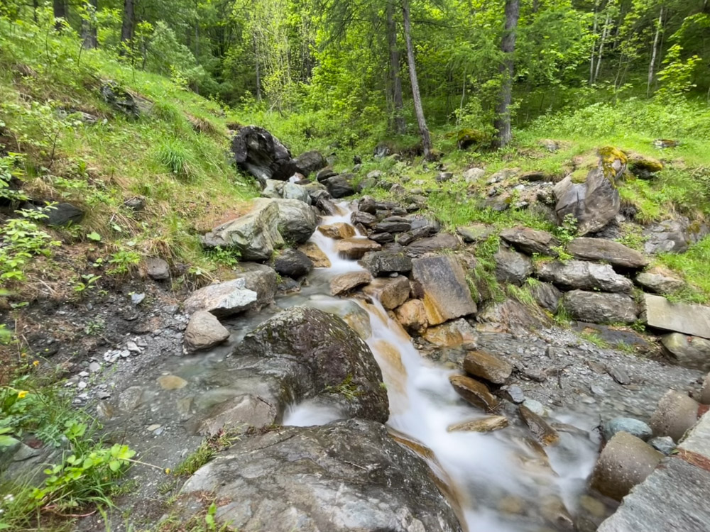 Il ruscello nel bosco poco distante dal borgo di Laux