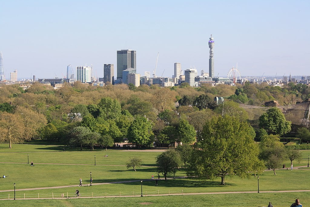 Vista di Londra dalla collina di Primrose Hill
