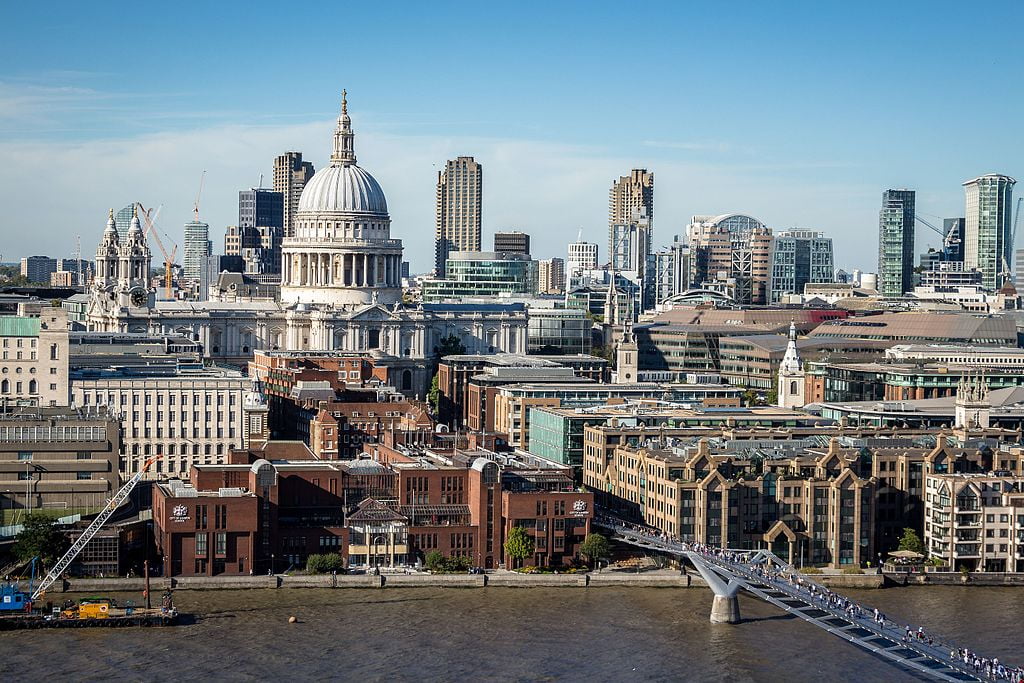 La Cattedrale di St Paul vista dalla Tate Modern di Londra