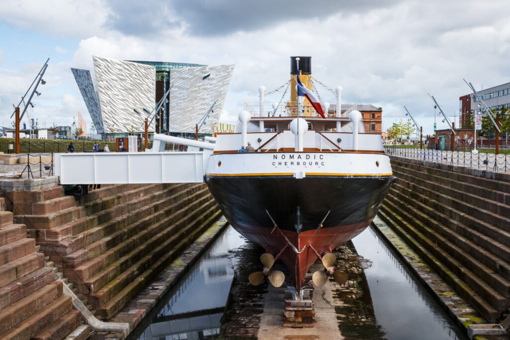 La nave SS Nomadic ormeggiata al Titanic Quarter, Belfast