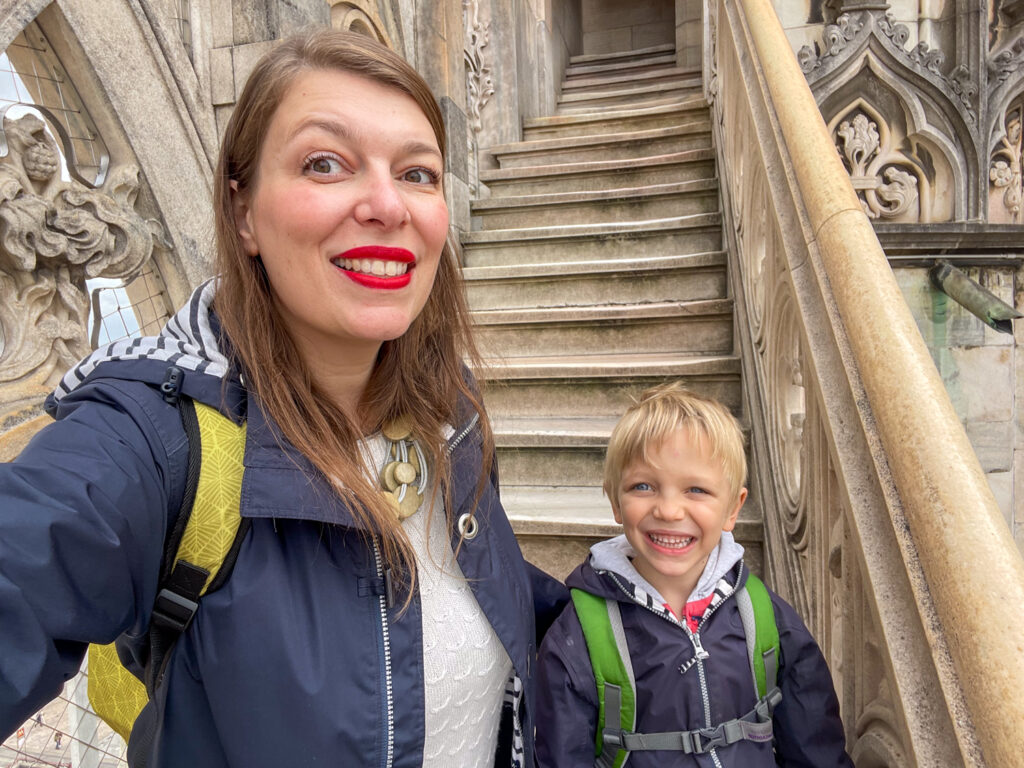 Paola e Ben Bertoni sulle terrazze del Duomo di Milano