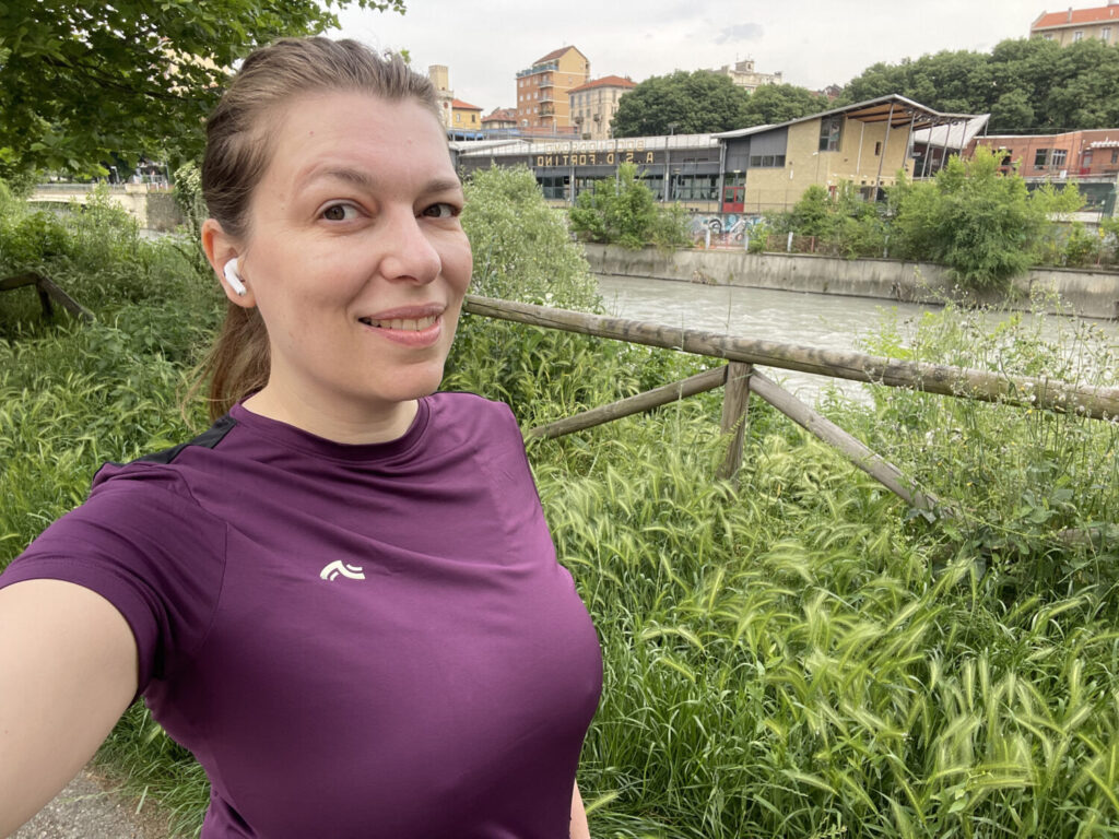Paola Bertoni durante una corsa a Torino