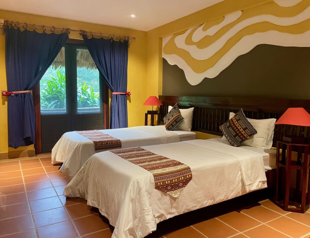 Interno della mia camera al Panhou Retreat a Hoang Su Phi, Vietnam