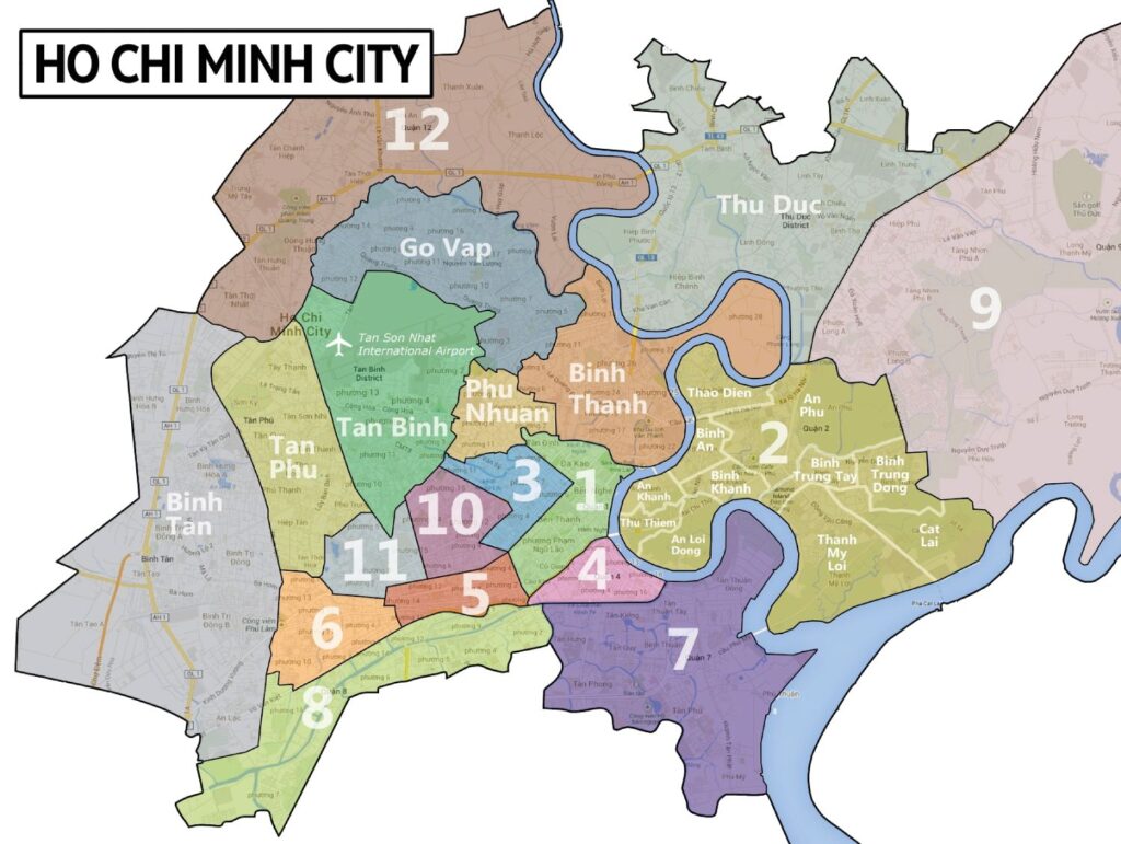 Mappa dei distretti di Ho Chi Minh City