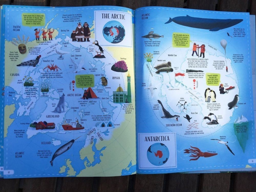 La pagina dell'Artico dell'atlante per bambini Big Picture Atlas di Usborne