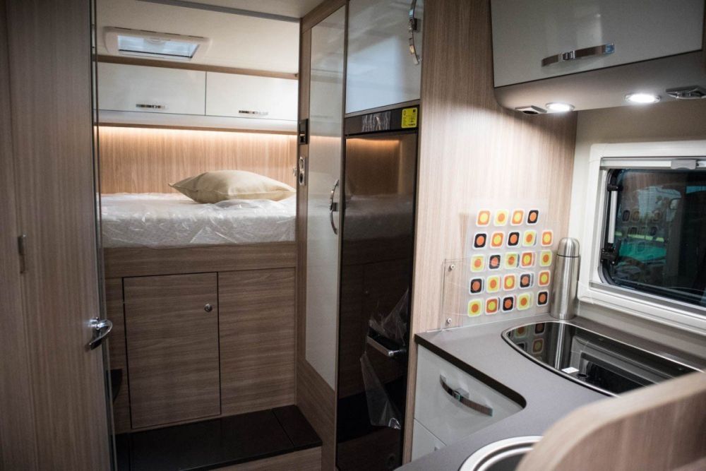 Interni di un camper esposto alla fiera A Tutto Camper 2019 a Torino