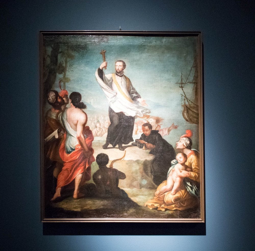 San Francesco Saverio che predica in Oriente al MUDEC Museo delle Culture di Milano, olio su tela di autore ignoto