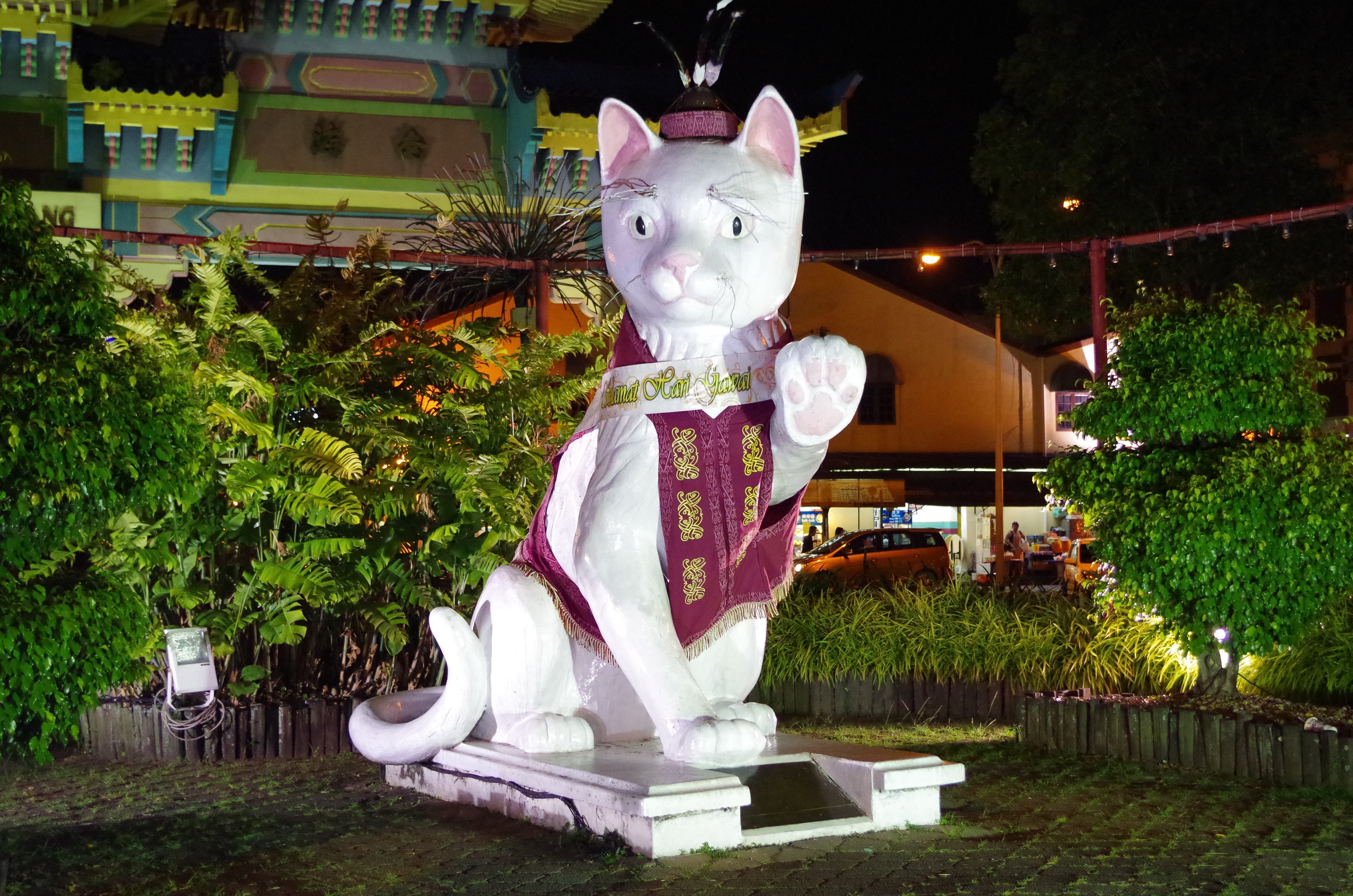 Scultura di gatto a Kuching in Malesia