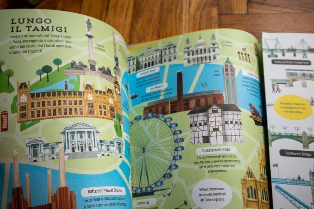 Paginone centrale con doppia apertura del libro Alla scoperta di Londra delle Edizioni Usborne