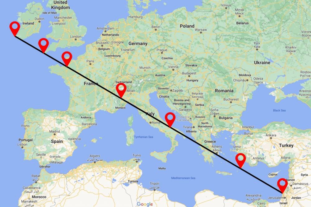 Linea di San Michele: mappa dei santuari principali sulla Via Angelica