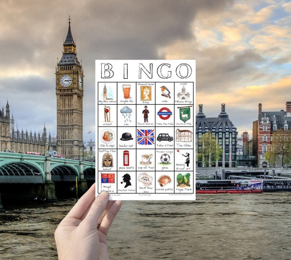 Scheda Travel Bingo di Londra di Sarah Lambert Cook