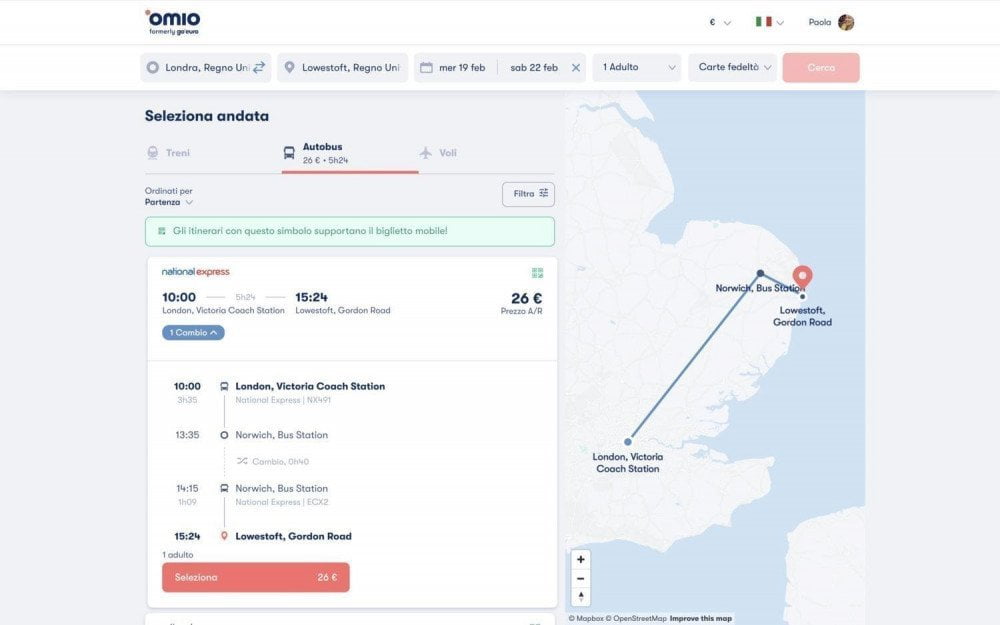 Ricerca viaggio da Londra a Lowestoft su Omio