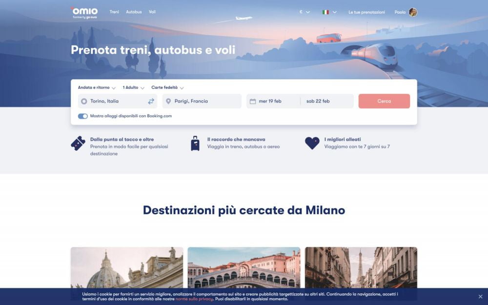 Ricerca viaggio da Torino a Parigi su Omio