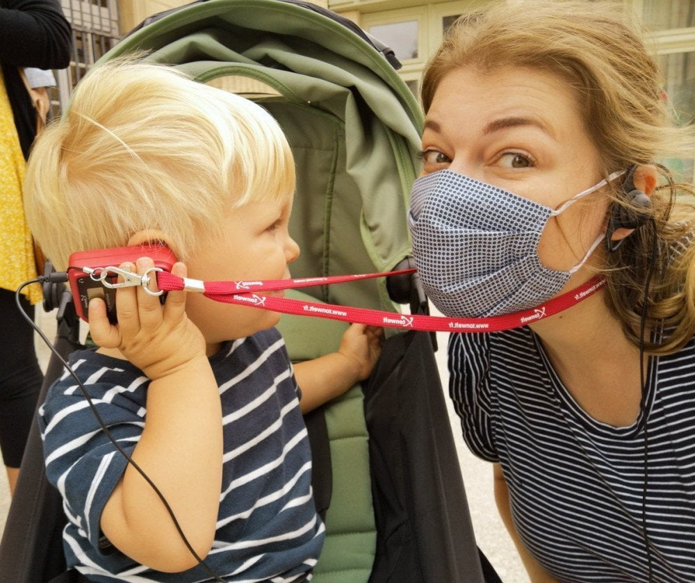 Paola Bertoni e figlio durante la visita guidata di Digione