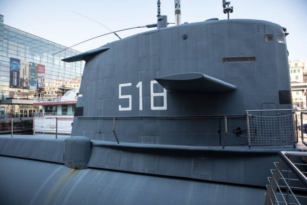 Particolare del sottomarino Nazario Sauro al Galata Museo del Mare di Genova