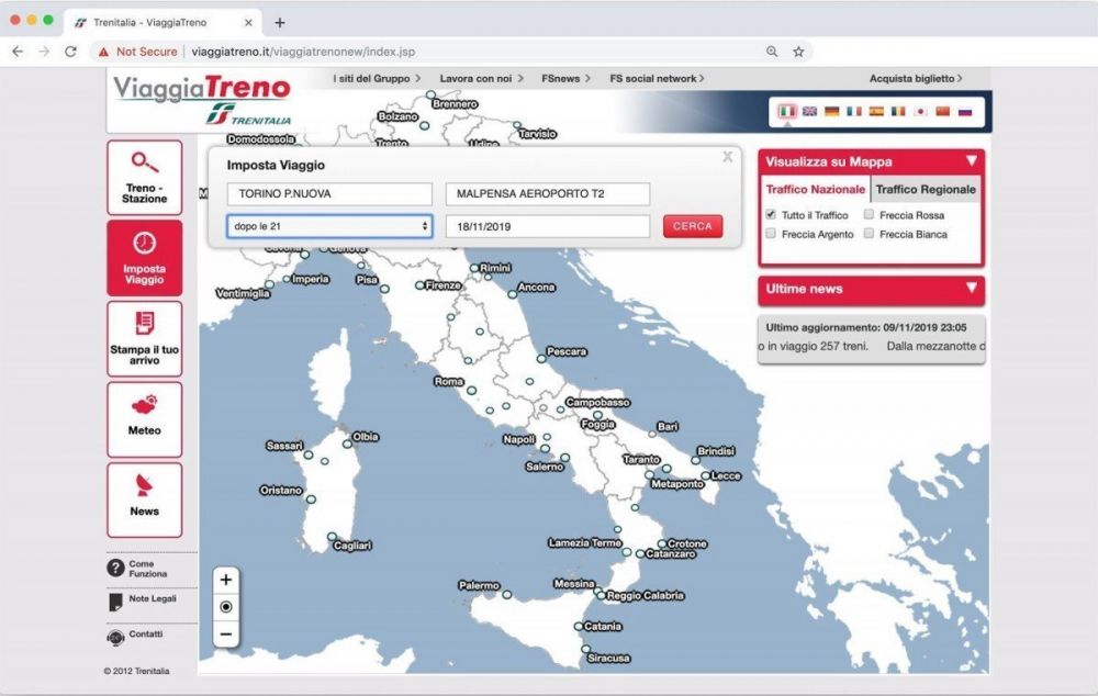 Come utilizzare la funzione Imposta Viaggio del servizio ViaggiaTreno di Trenitalia